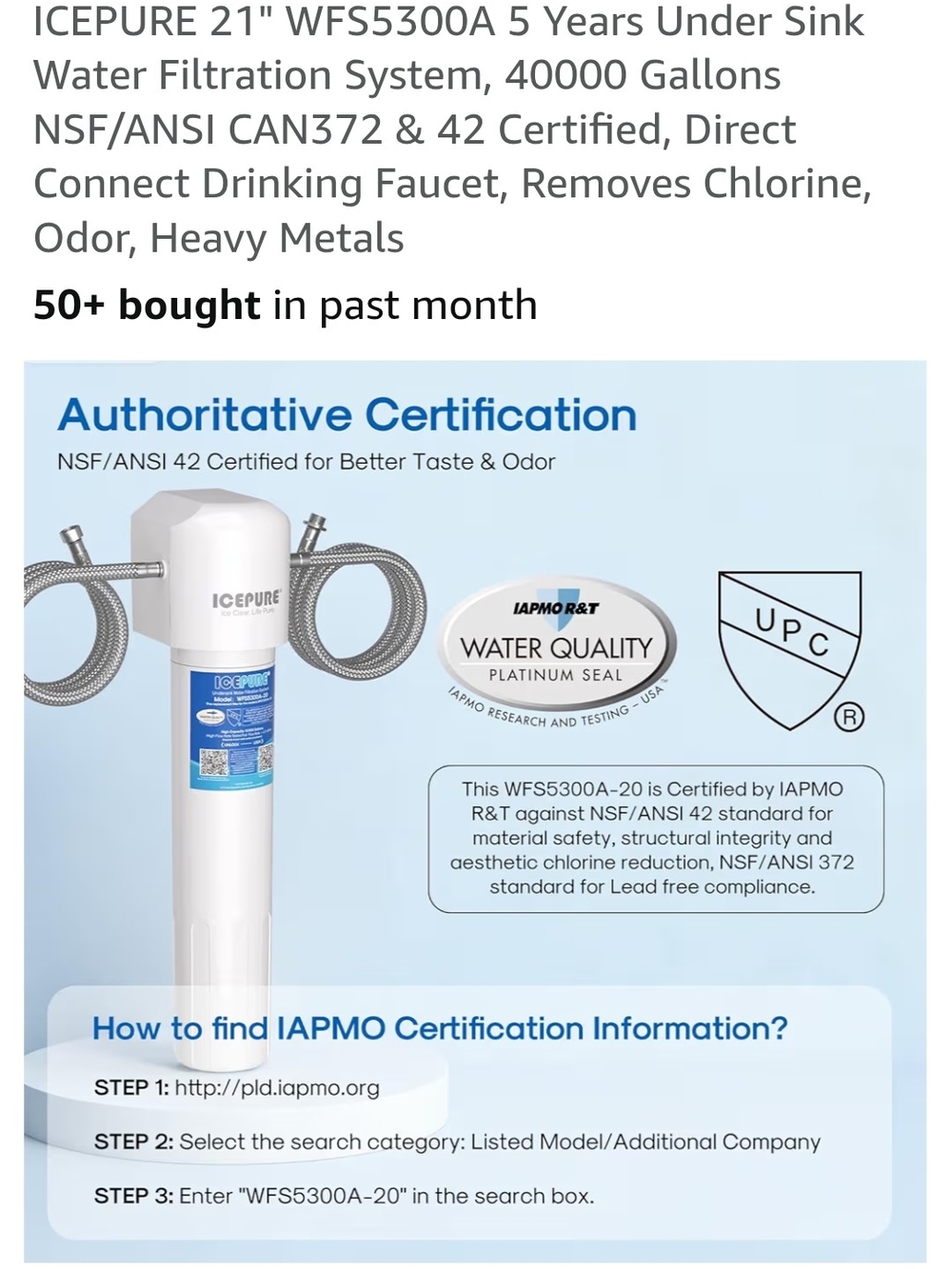 ICEPURE Under-Sink Water Filtration System - White - Picture 2 of 8